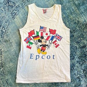Vintage - Men’s (M) 90s Disney Mickey Mouse Epcot Flags Sleeveless Top Shirt